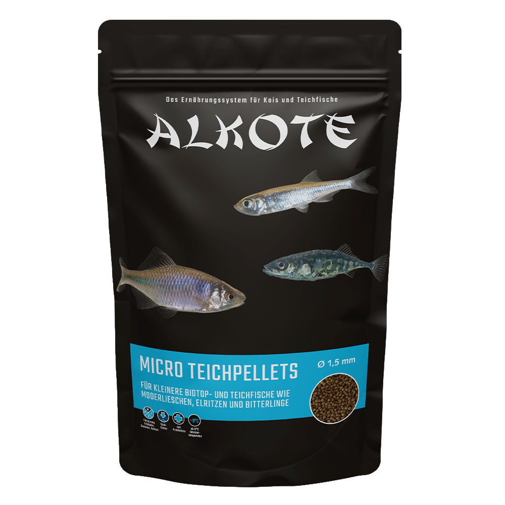 Alkote Premium Teichfischfutter Mirco Teichpellets 1,5mm Verpackung 600g