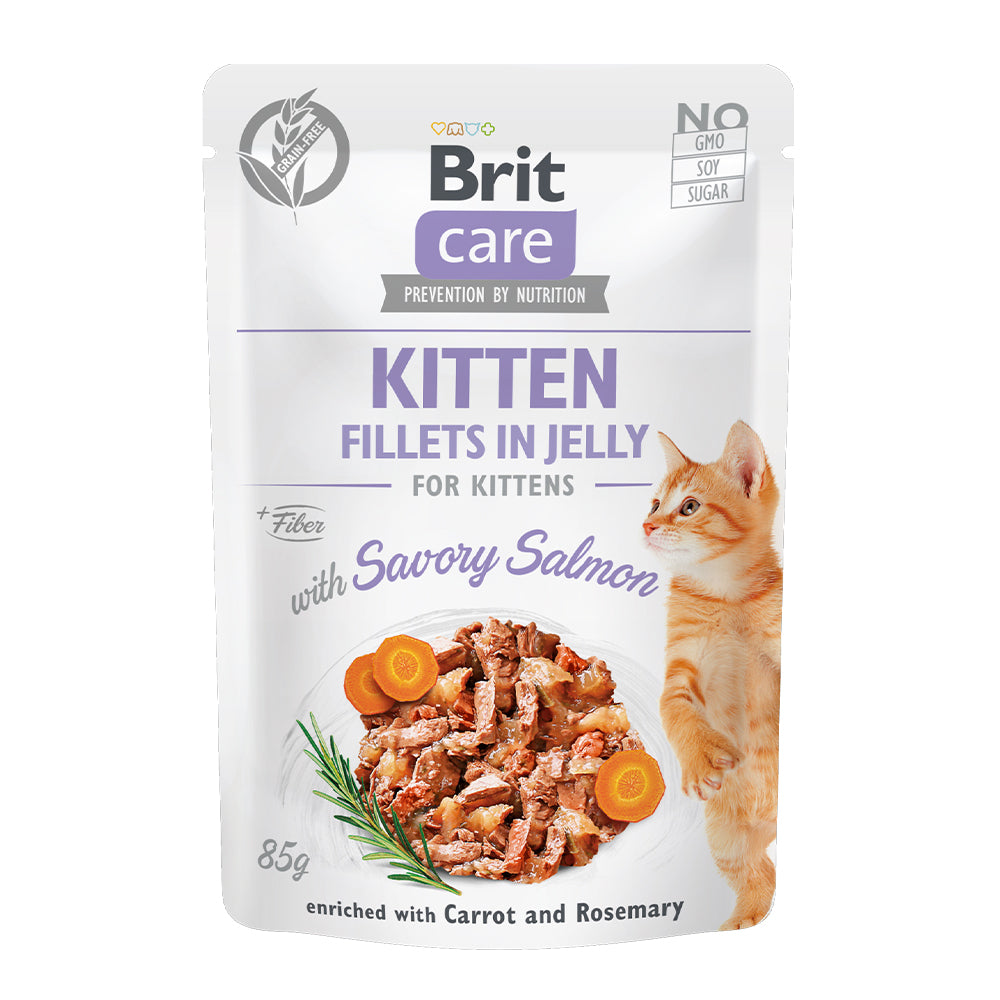 Bild vom Produkt: Brit Care Cat Premium Nassfutter Filets in Gelee für Kätzchen Kitten - Savory Salmon Lachs 85g
