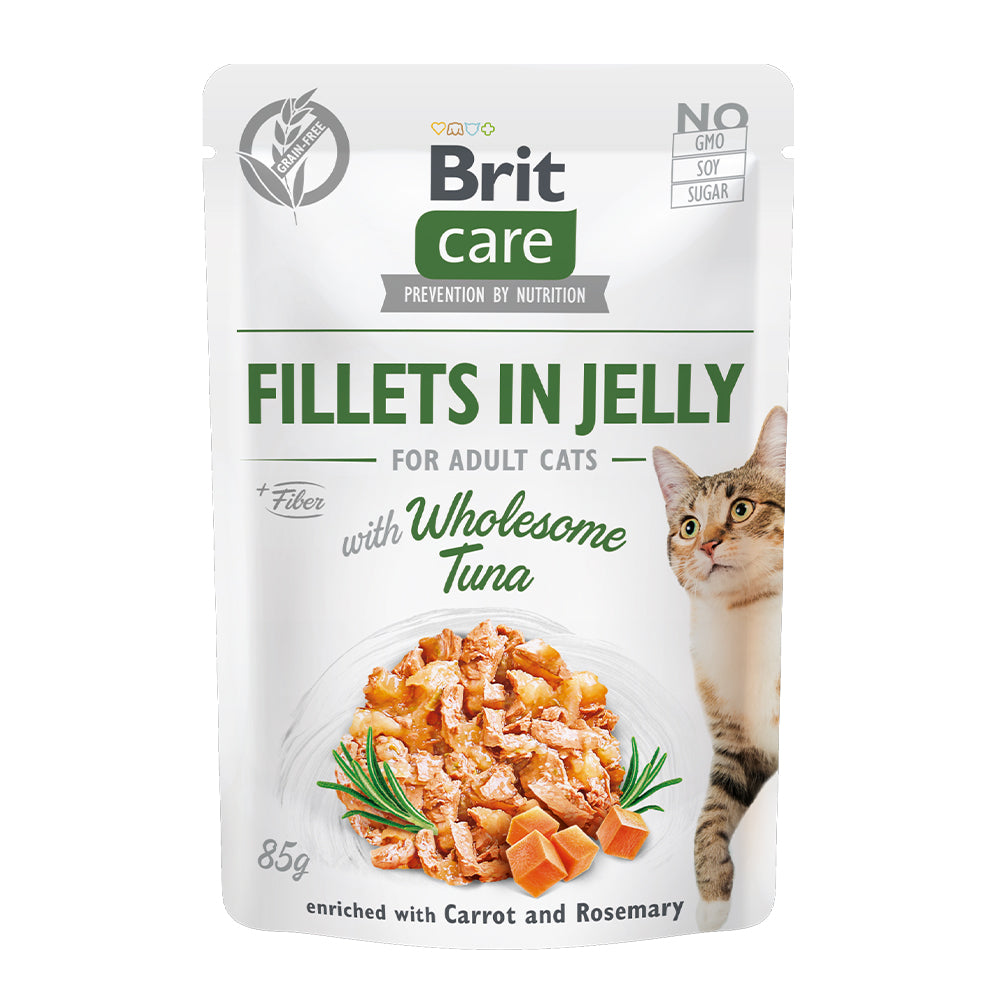 Bild vom Produkt: Brit Care Cat Premium Nassfutter Filets in Gelee für adulte Katzen - Wholesome Tuna Thunfisch 85g
