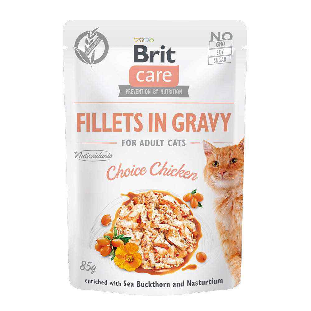 Bild vom Produkt: Brit Care Cat Premium Nassfutter Filets in Soße für adulte Katzen - Choice Chicken Huhn 85g
