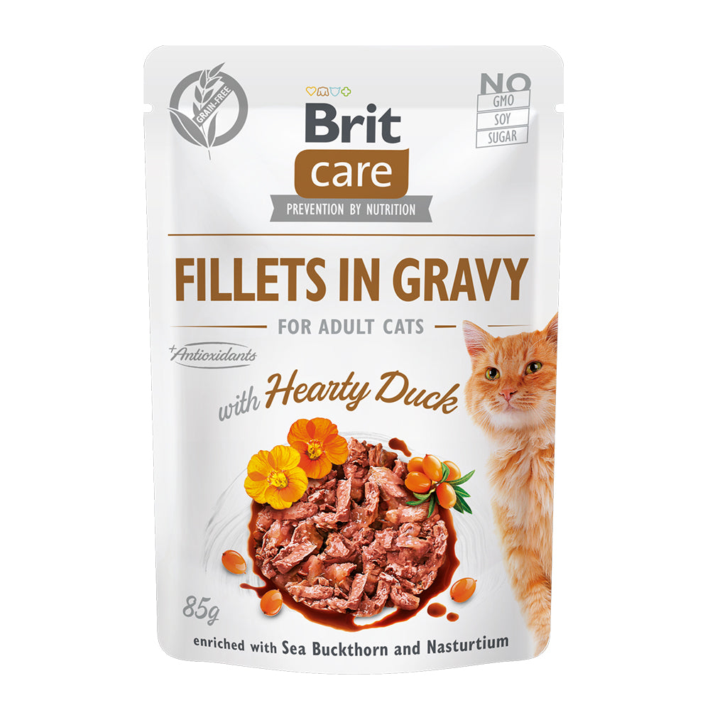 Bild vom Produkt: Brit Care Cat Premium Nassfutter Filets in Soße für adulte Katzen - Hearty Duck Ente 85g