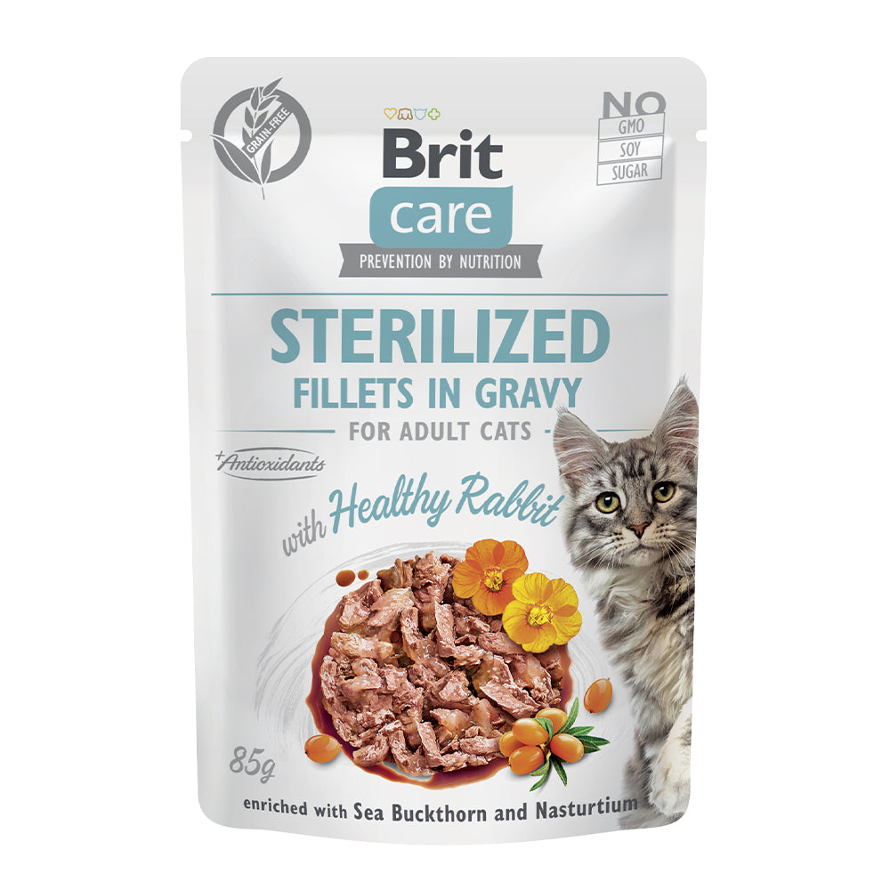 Bild vom Produkt: Brit Care Cat Premium Nassfutter Filets in Soße für adulte sterilisierte kastrierte Katzen Sterilized - Healthy Rabbit Kaninchen 85g
