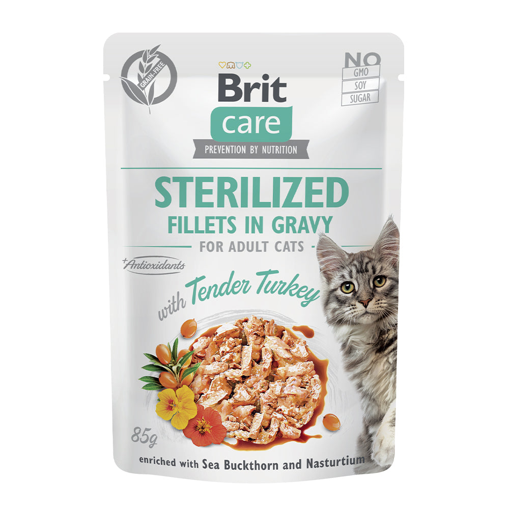 Bild vom Produkt: Brit Care Cat Premium Nassfutter Filets in Soße für adulte sterilisierte kastrierte Katzen Sterilized - Tender Turkey Truthahn 85g
