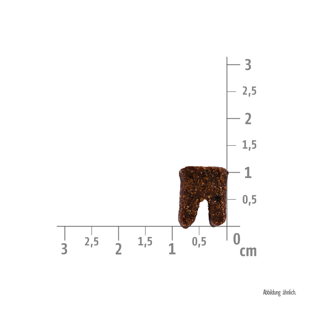 Bild von der Größe vom Snack des Produktes: Brit Care Cat Premium Soft Snack für Katzen Dental Zahnpflege - Truthahn mit Sanddorn