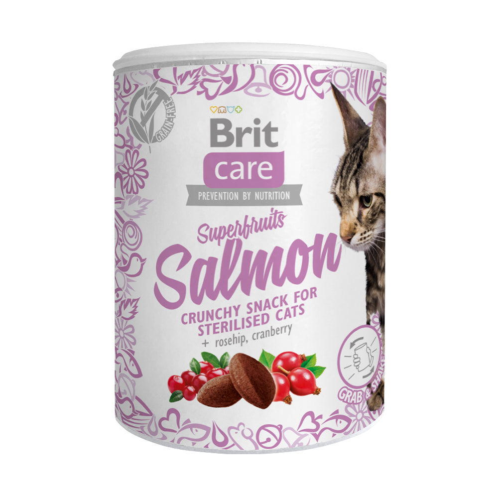 Bild vom Produkt: Brit Care Cat Premium Crunchy Snack für Katzen Salmon- Lachs mit Hagebutte und Preiselbeeren 100g