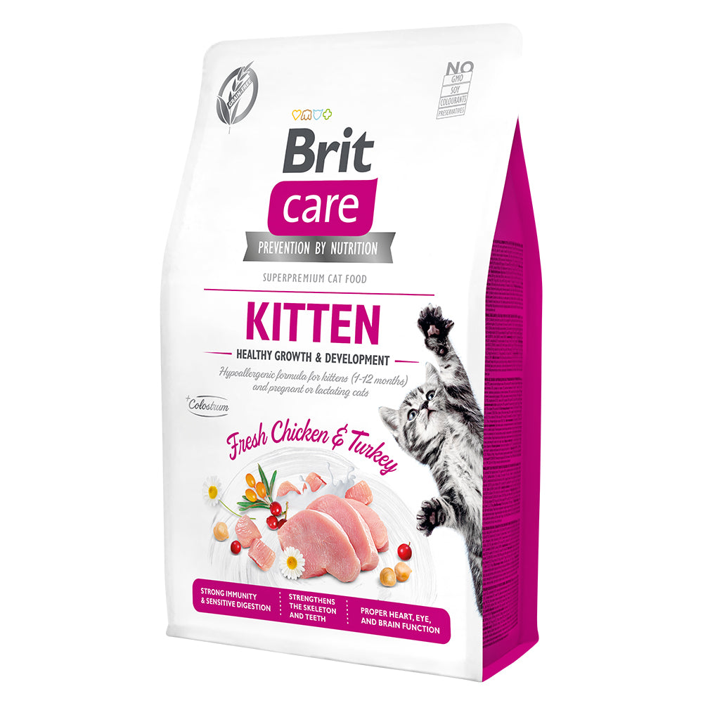 Bild vom Produkt: Brit Care Cat Premium Trockenfutter für Kätzchen Kitten - Healthy Growth & Development - Fresh Chicken & Turkey Huhn und Truthahn 2kg