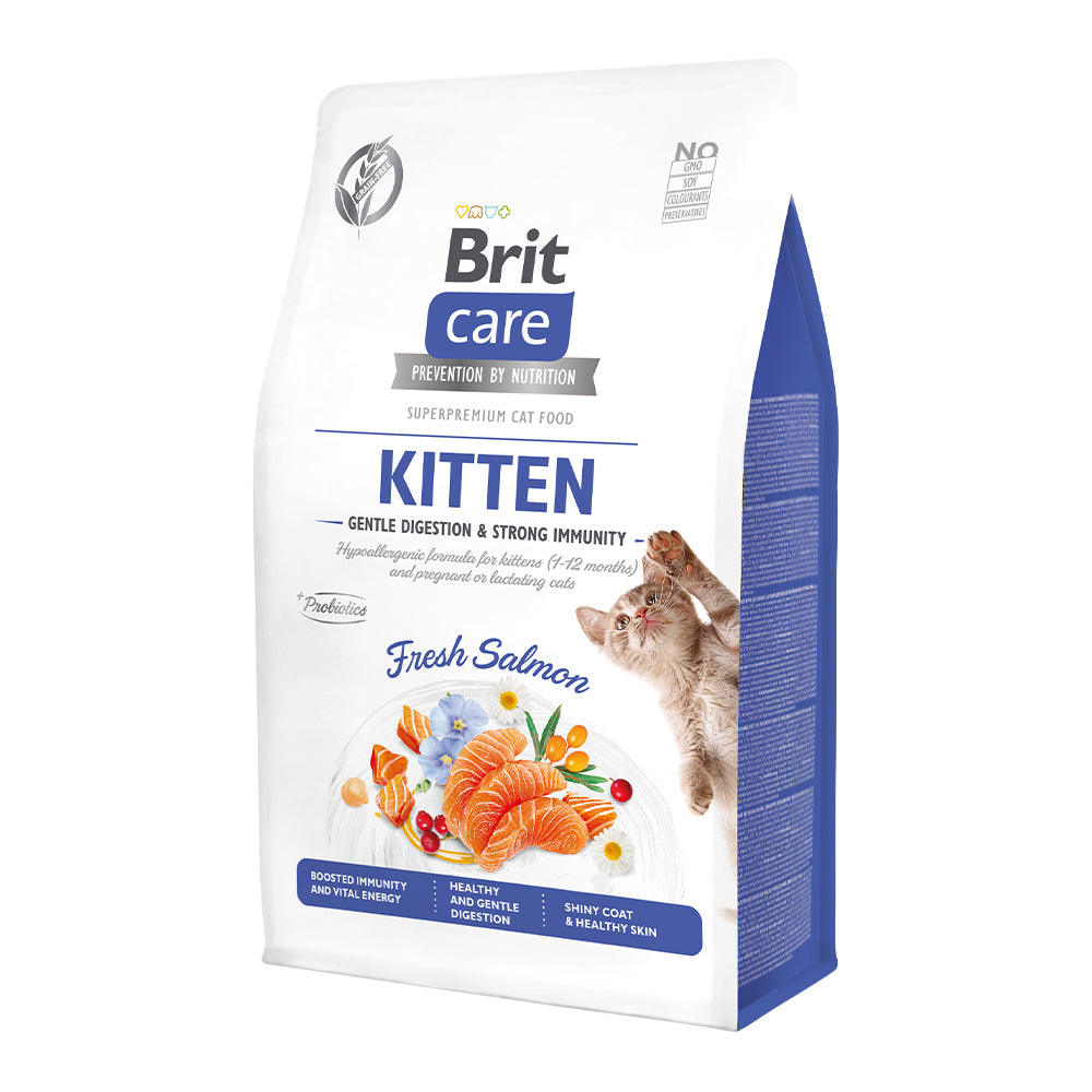 Bild vom Produkt: Brit Care Cat Premium Trockenfutter Monoprotein für Kätzchen Kitten - Gentle Digestion & Strong Immunity - Fresh Salmon Lachs 400g