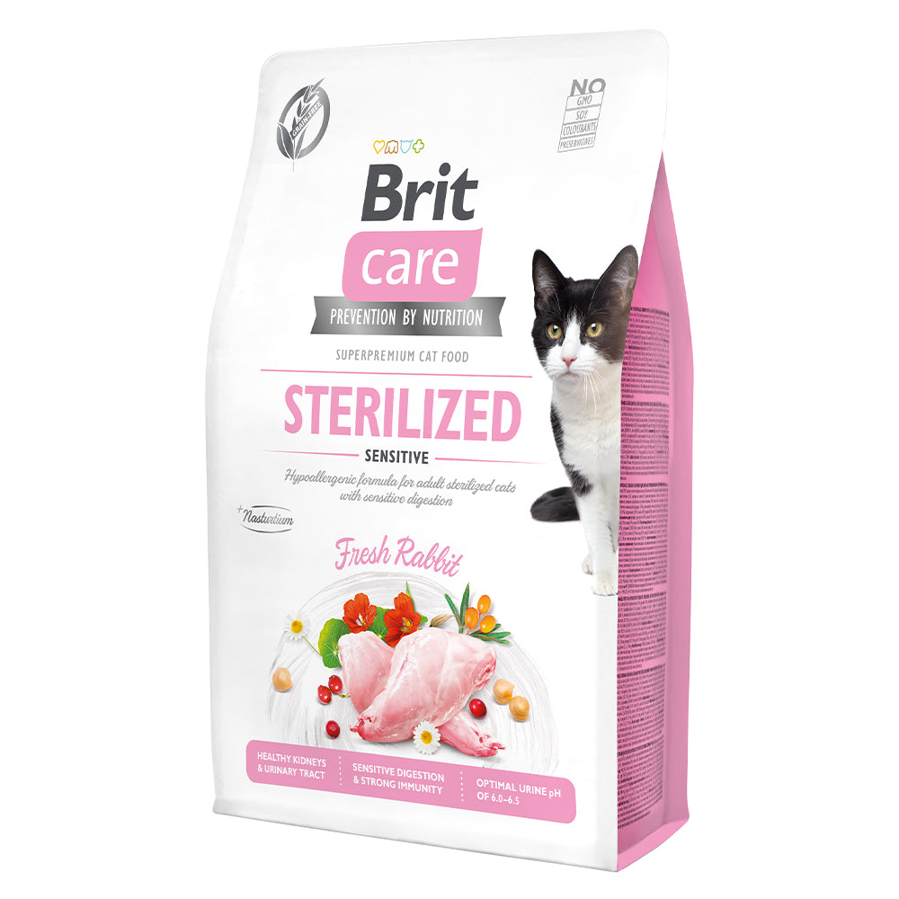 Bild vom Produkt: Brit Care Cat Premium Trockenfutter Monoprotein für sterilisierte kastrierte Katzen Sterilized Sensitive - Fresh Rabbit Kaninchen 2kg