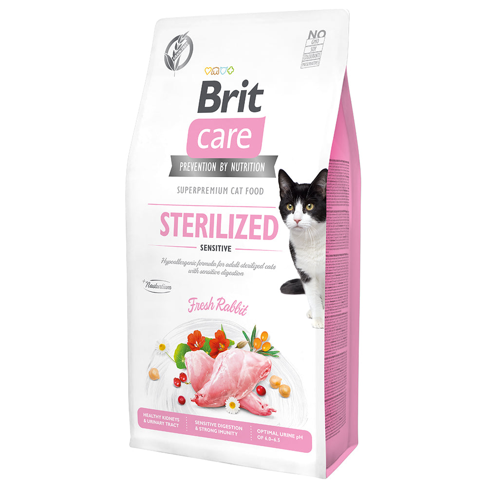 Bild vom Produkt: Brit Care Cat Premium Trockenfutter Monoprotein für sterilisierte kastrierte Katzen Sterilized Sensitive - Fresh Rabbit Kaninchen 7kg