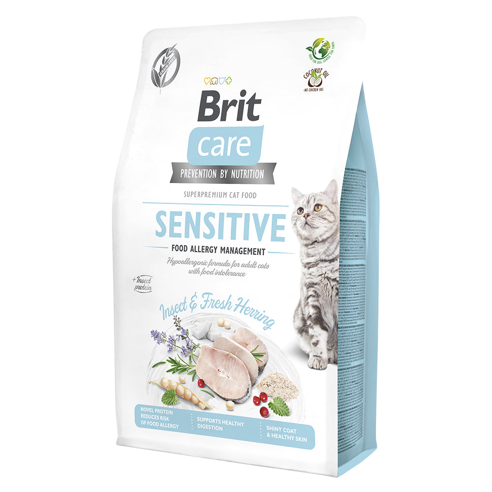 Bild vom Produkt: Brit Care Cat Premium Trockenfutter für adulte Katzen Sensitive - Food Allergy Management Hypoallergen - Fresh Herring & Insect Insekt und Hering 2kg