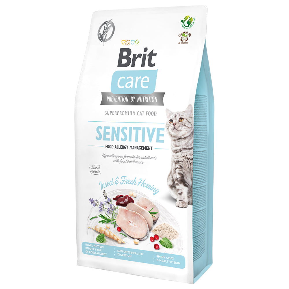 Bild vom Produkt: Brit Care Cat Premium Trockenfutter für adulte Katzen Sensitive - Food Allergy Management Hypoallergen - Fresh Herring & Insect Insekt und Hering 7kg