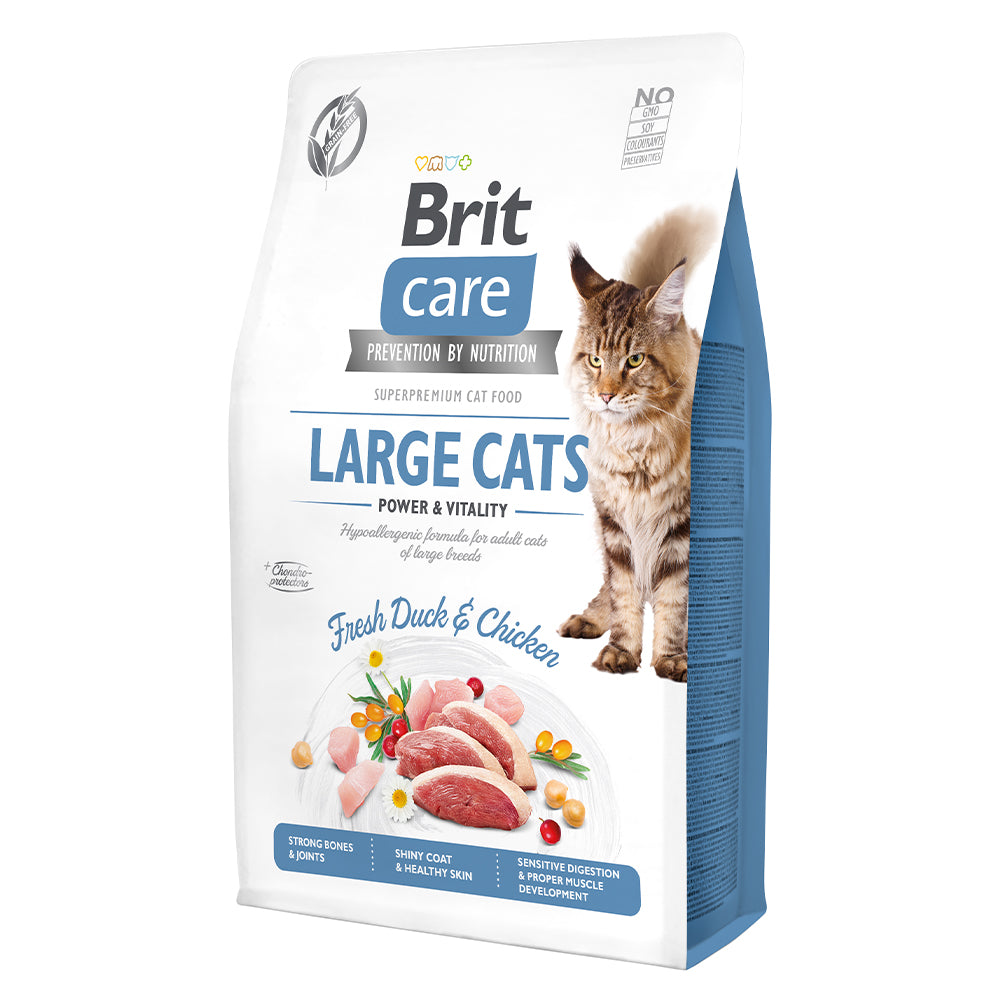 Bild vom Produkt: Brit Care Cat Premium Trockenfutter für adulte Katzen großer Rassen Large Cat - Fresh Duck and Chicken Frische Ente und Huhn 2kg