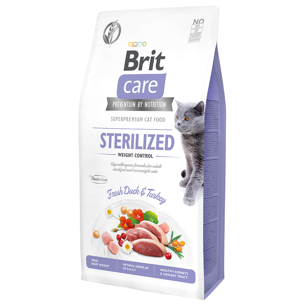 Bild vom Produkt: Brit Care Cat Premium Trockenfutter für sterilisierte kastrierte Katzen Sterilized Weight Control Gewichtskontrolle - Fresh Duck & Turkey Ente und Truthahn 7kg
