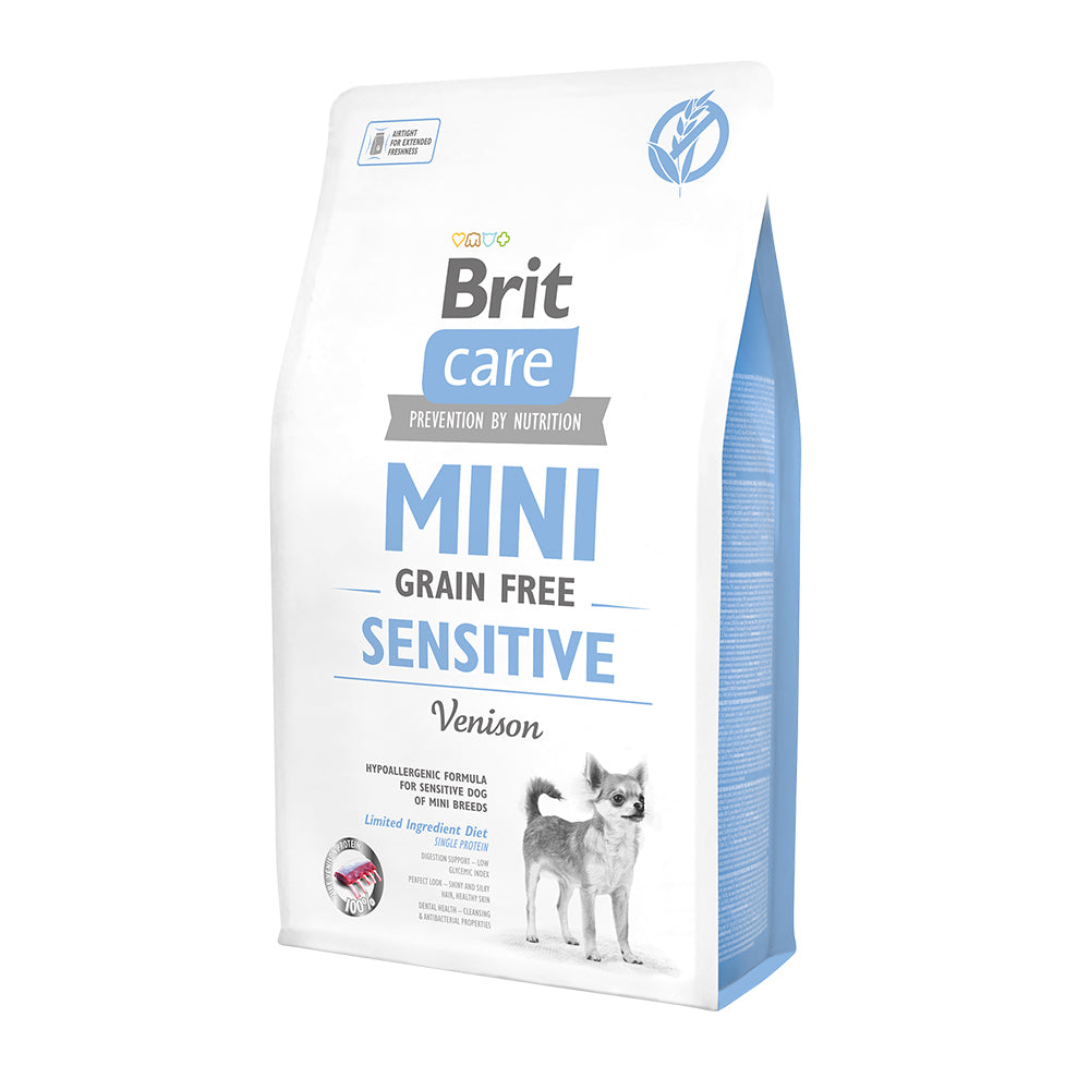 Bild vom Produkt: Brit Care Dog Mini Premium Trockenfutter Sensitive für adulte Hunde kleiner Rassen - Venison Hirsch 2kg