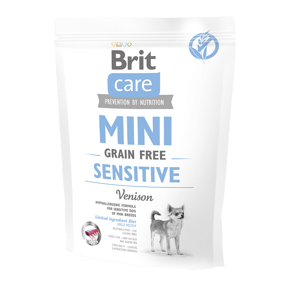 Bild vom Produkt: Brit Care Dog Mini Premium Trockenfutter Sensitive für adulte Hunde kleiner Rassen - Venison Hirsch 400g