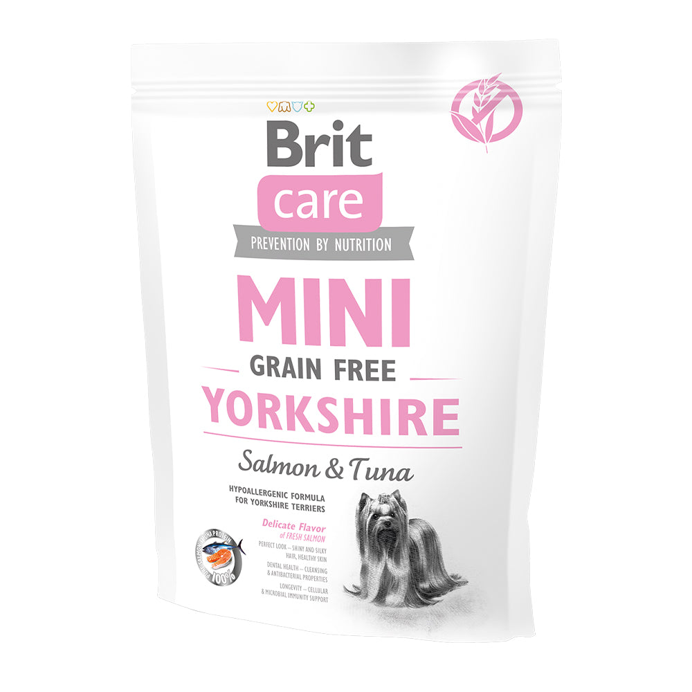 Bild vom Produkt: Brit Care Dog Mini Premium Trockenfutter Yorkshire für adulte Hunde kleiner Rassen - Salmon & Tuna Lachs und Thunfisch 400g