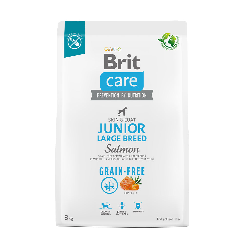 Bild vom Produkt: Brit Care Dog Premium Trockenfutter Grain Free Getreidefrei für Junghunde großer Rassen Junior Large Breed - Salmon Lachs 3kg