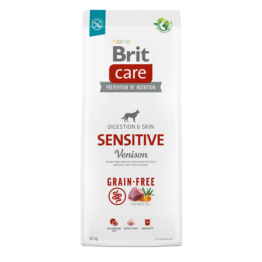 Bild vom Produkt: Brit Care Dog Premium Trockenfutter Grain Free Getreidefrei für adulte Hunde Sensitive - Venison Hirsch 12kg