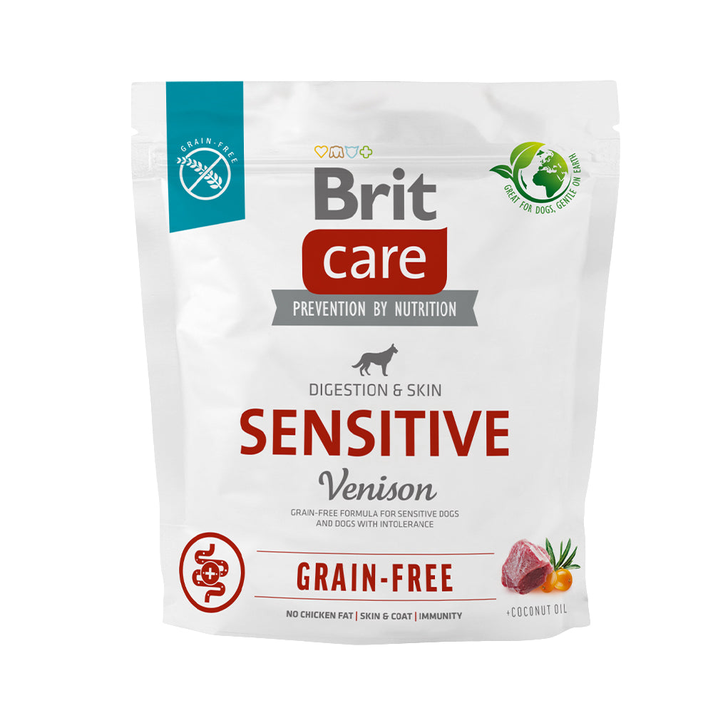 Bild vom Produkt: Brit Care Dog Premium Trockenfutter Grain Free Getreidefrei für adulte Hunde Sensitive - Venison Hirsch 1kg