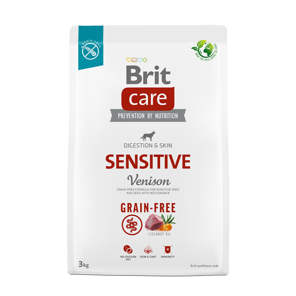 Bild vom Produkt: Brit Care Dog Premium Trockenfutter Grain Free Getreidefrei für adulte Hunde Sensitive - Venison Hirsch 3kg