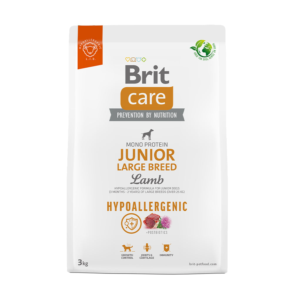 Bild vom Produkt: Brit Care Dog Premium Trockenfutter Hypoallergenic Monoprotein für Junghunde großer Rassen Junior Large Breed - Lamb Lamm 3kg