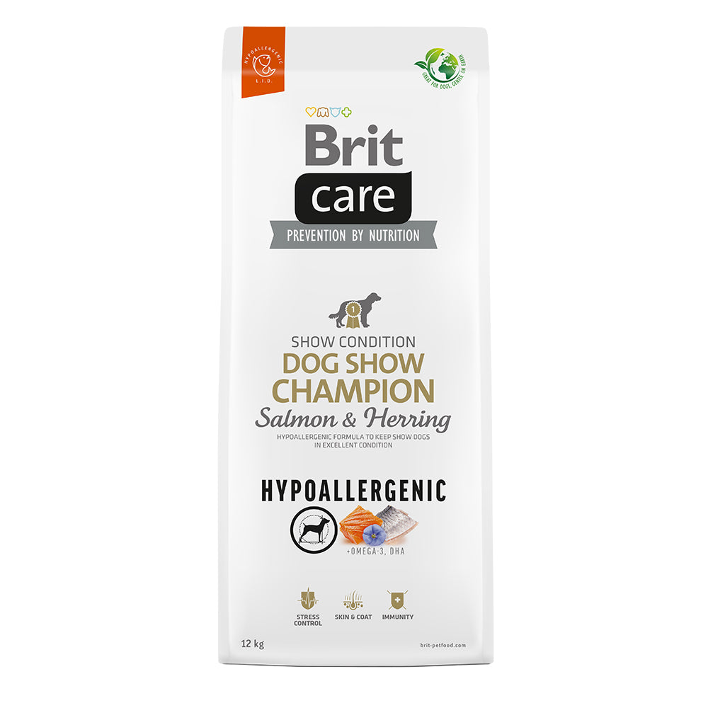 Bild vom Produkt: Brit Care Dog Premium Trockenfutter Hypoallergenic Monoprotein für adulte Hunde Showhund Dog Show Champion - Salmon & Herring Lachs und Hering 12kg