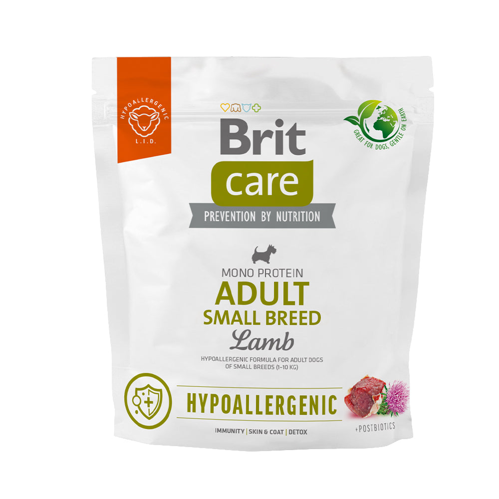 Bild vom Produkt: Brit Care Dog Premium Trockenfutter Hypoallergenic Monoprotein für adulte Hunde kleiner Rassen Small Breed - Lamb Lamm 1kg