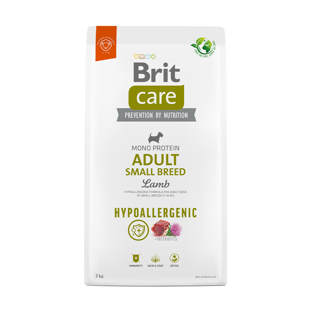 Bild vom Produkt: Brit Care Dog Premium Trockenfutter Hypoallergenic Monoprotein für adulte Hunde kleiner Rassen Small Breed - Lamb Lamm 7kg