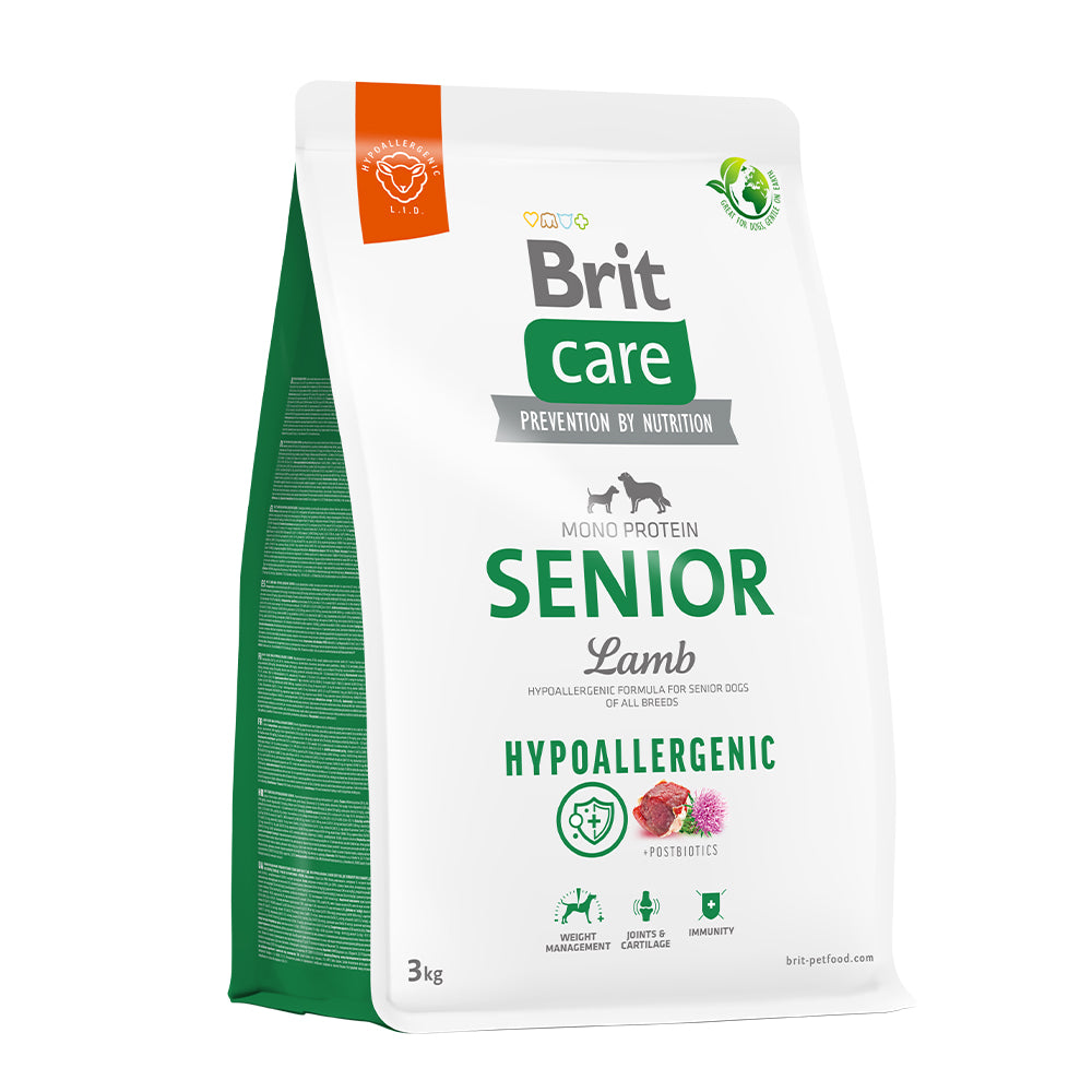 Bild vom Produkt: Brit Care Dog Premium Trockenfutter Hypoallergenic Monoprotein für ältere Hunde Senior - Lamb Lamm 3kg