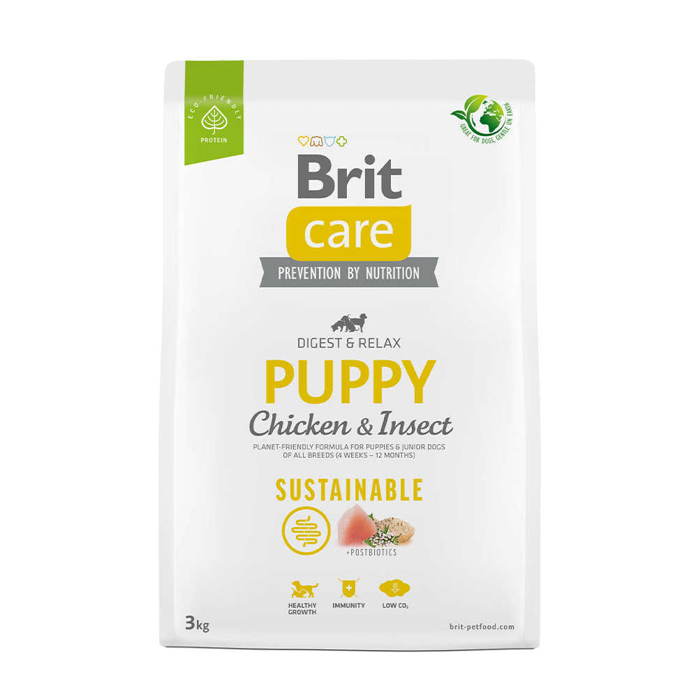 Bild vom Produkt: Brit Care Dog Premium Trockenfutter Sustainable für Welpen und Junghunde Puppy - Chicken Insect Huhn und Insekt 3kg
