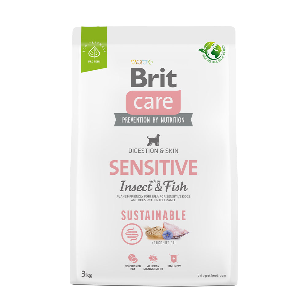 Bild vom Produkt: Brit Care Dog Premium Trockenfutter Sustainable für adulte Hunde Sensitive - Insect Fisch Insekt und Fisch 3kg