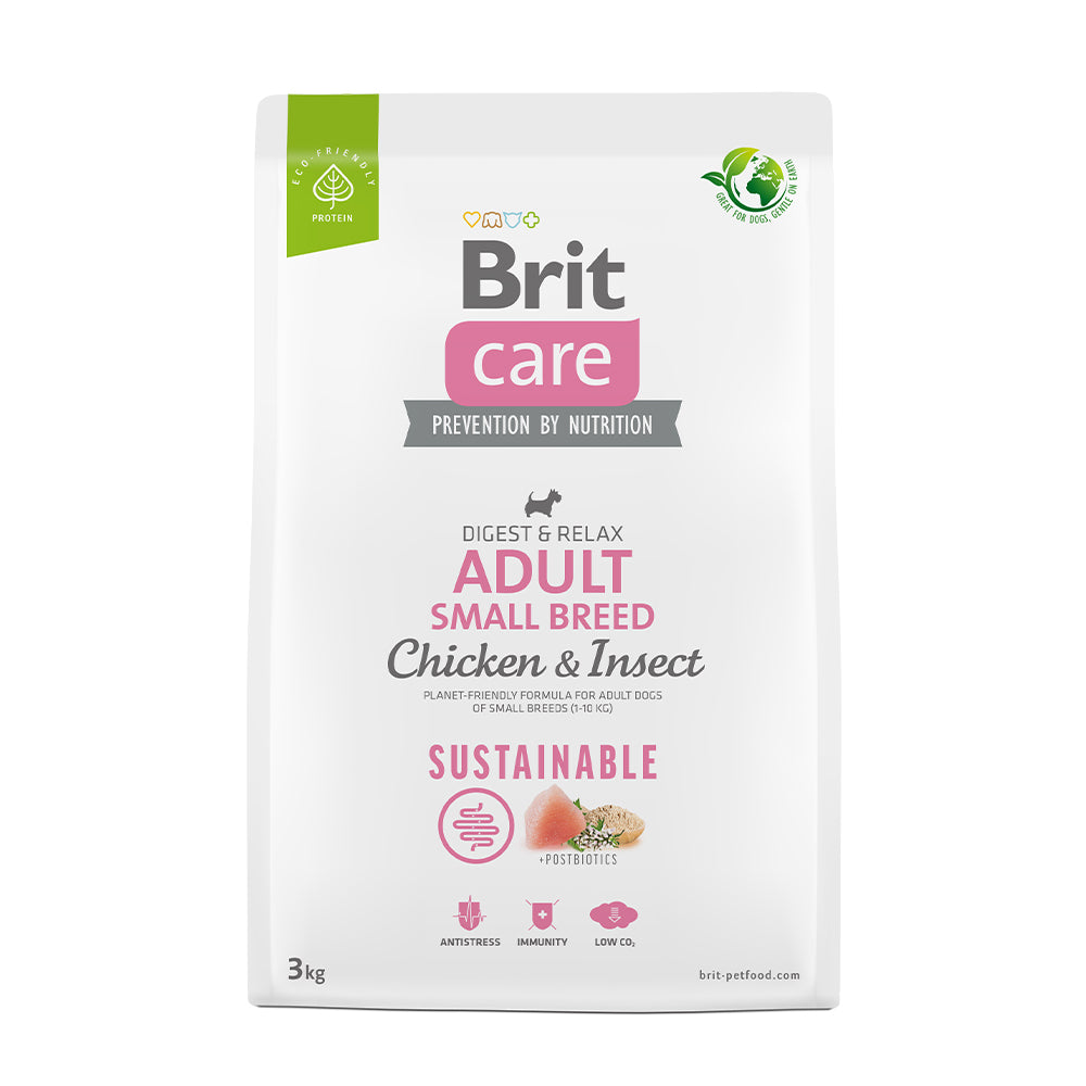 Bild vom Produkt: Brit Care Dog Premium Trockenfutter Sustainable für adulte Hunde kleiner Rassen Small Breed - Chicken Insect Huhn und Insekt 3kg