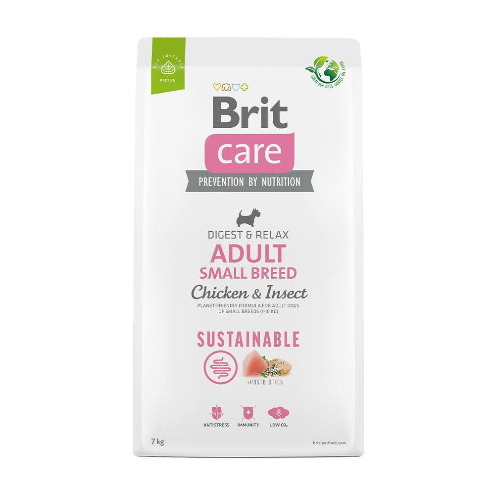 Bild vom Produkt: Brit Care Dog Premium Trockenfutter Sustainable für adulte Hunde kleiner Rassen Small Breed - Chicken Insect Huhn und Insekt 7kg