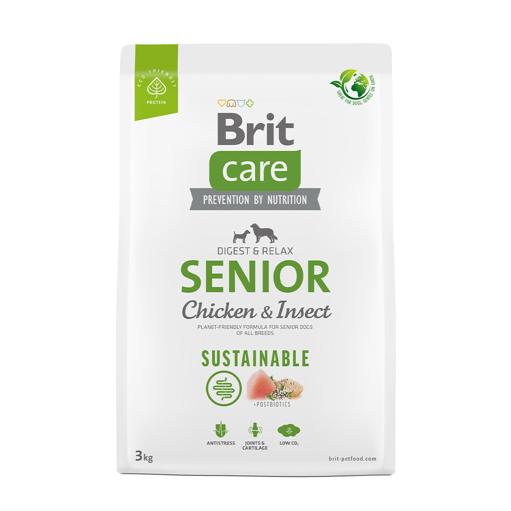 Bild vom Produkt: Brit Care Dog Premium Trockenfutter Sustainable für ältere Hunde Senior - Chicken Insect Huhn und Insekt 3kg