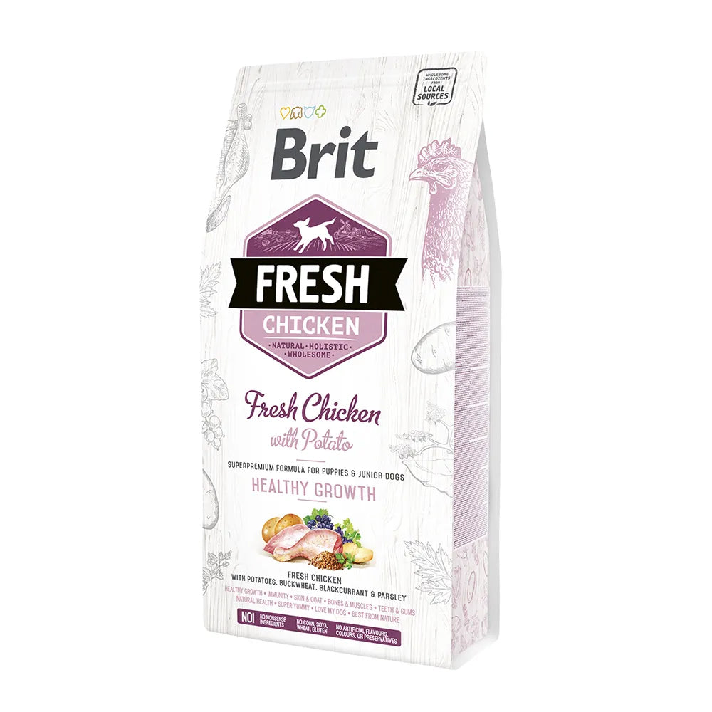 Bild vom Produkt: Brit Fresh Premium Trockenfutter für Welpen und Junghunde Healthy Growth Puppy - Chicken with Potato Huhn und Kartoffel 2,5kg