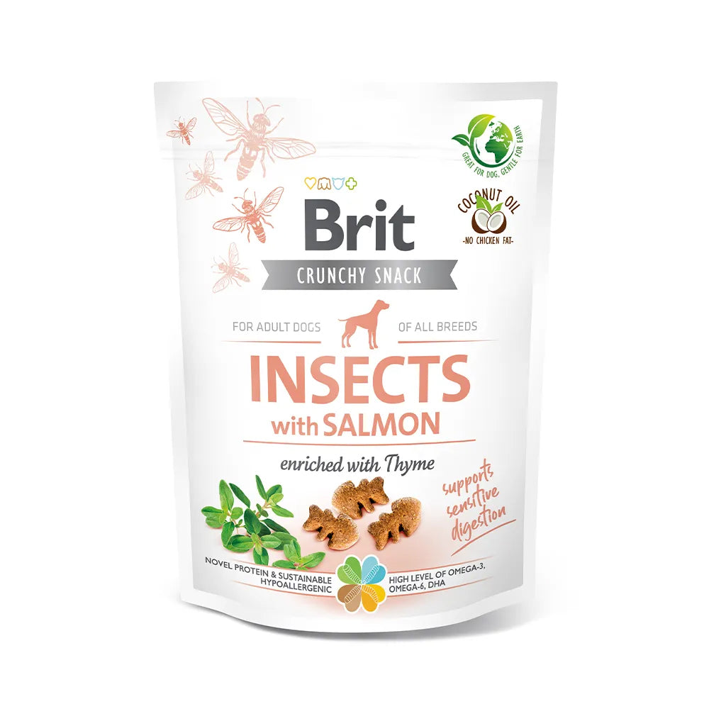 Bild vom Produkt: Brit Hund Premium Crunchy Snacks Insects Insekten Salmon with Thyme Lachs mit Thymian 200g