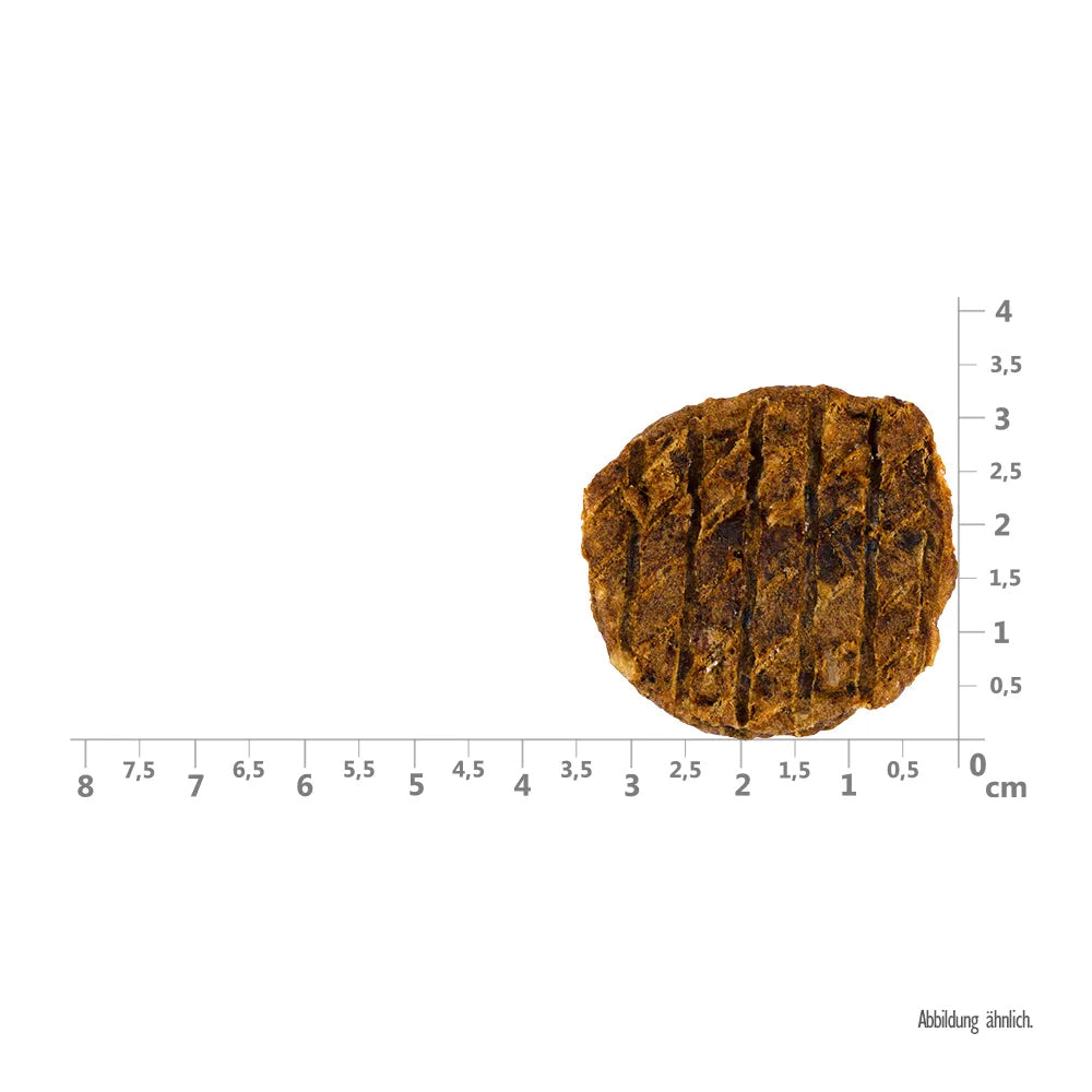 Bild von der Größe vom Snack des Produktes: Brit Hund Premium Meaty Jerky Snack Luftgetrocknete Fleischtaler Rabbit Kaninchen
