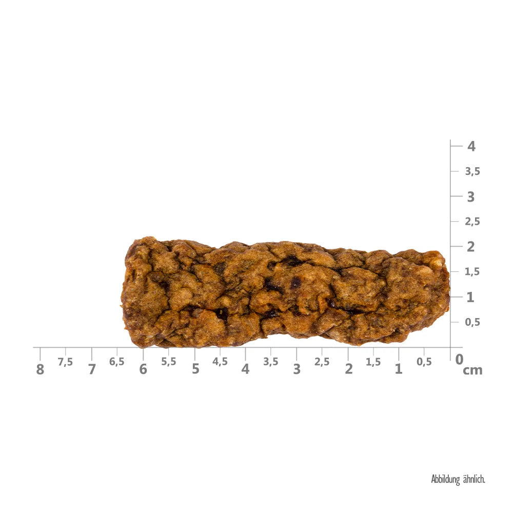 Bild von der Größe vom Snack des Produktes: Brit Hund Premium Meaty Jerky Snack Luftgetrocknete Fleischriegel Lamb Lamm