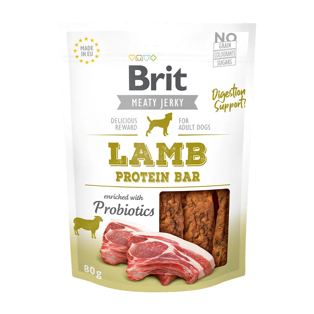 Bild vom Produkt: Brit Hund Premium Meaty Jerky Snack Luftgetrocknete Fleischriegel Lamb Lamm 80g