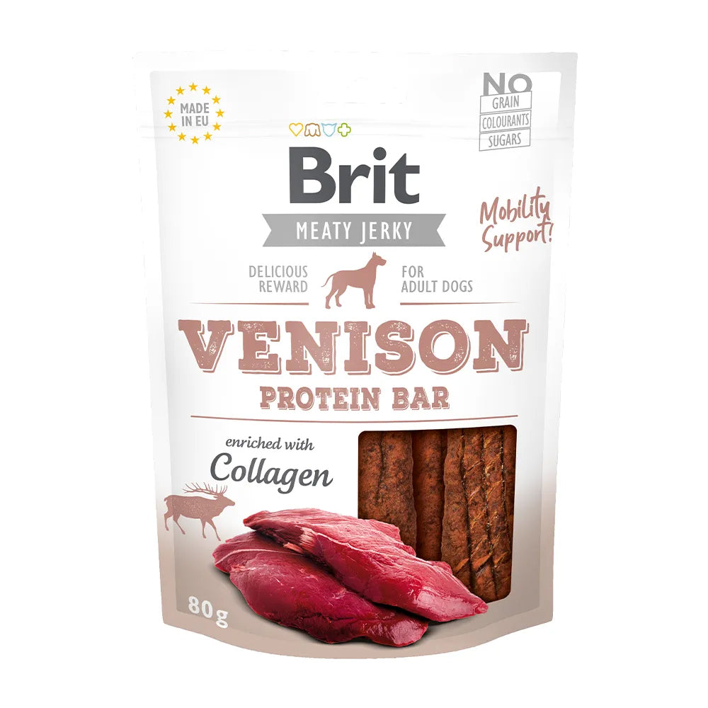 Bild vom Produkt: Brit Hund Premium Meaty Jerky Snack Luftgetrocknete Fleischriegel Venison Hirsch 80g