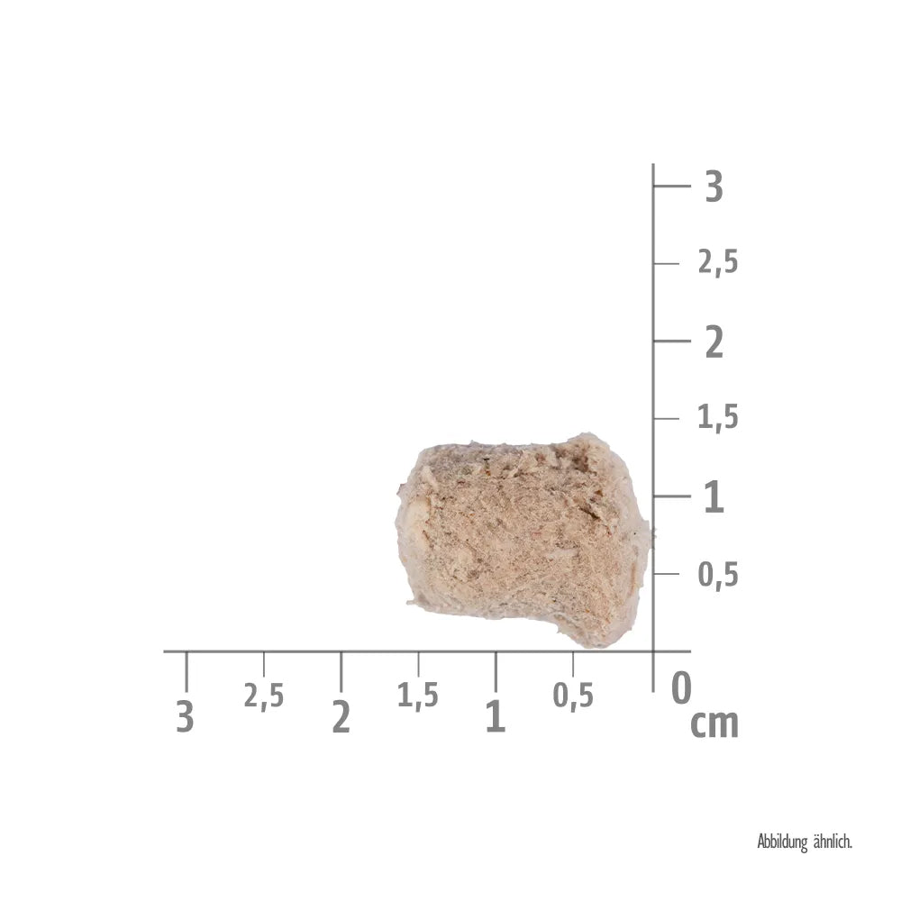 Bild von der Größe vom Snack des Produktes: Brit Hund Premium Raw Treat Gefriergetrockneter Snack Skin & Coat Fish Chicken Haut Fell Fisch Huhn