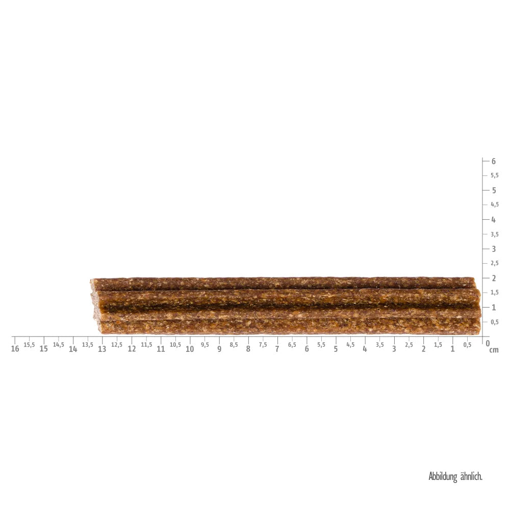 Bild von der Größe vom Snack des Produktes: Brit Hund Premium Dental Stick Snacks Zahnpflege Immuno Probiotics Cinnamon Immunität Zimt und Probiotika