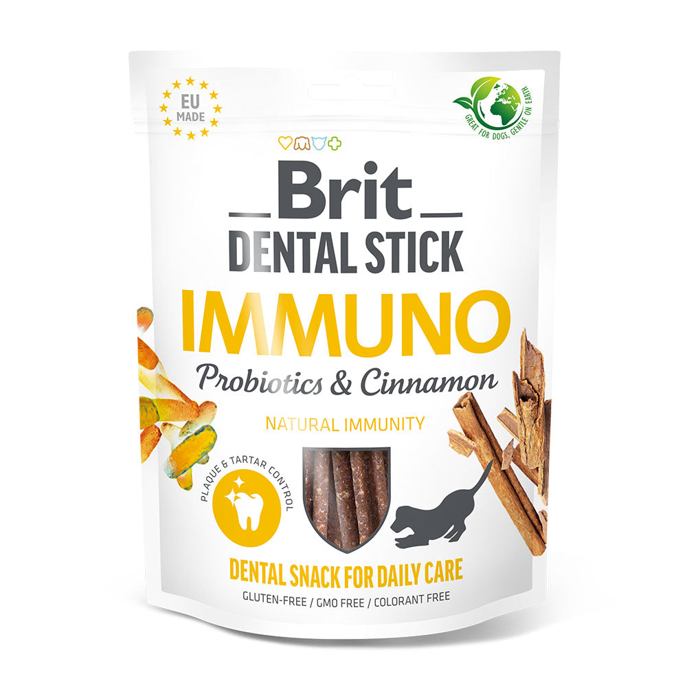 Bild vom Produkt: Brit Hund Premium Dental Stick Snacks Zahnpflege Immuno Probiotics Cinnamon Immunität Zimt und Probiotika 251g