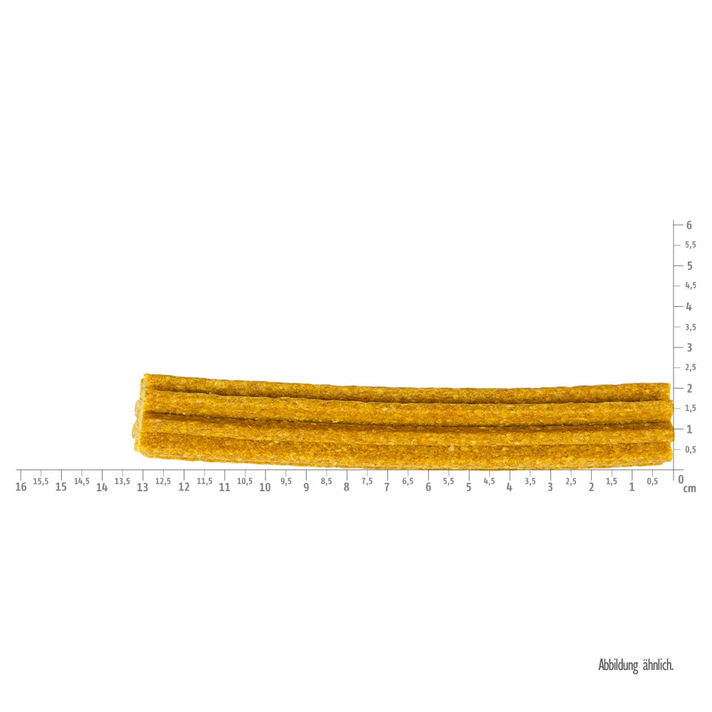 Bild von der Größe vom Snack des Produktes: Brit Hund Premium Dental Stick Snacks Zahnpflege Mobility Collagen Curcuma Mobilität Kurkuma und Kollagen