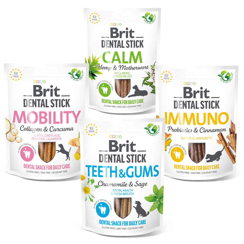 Bild vom Produkt: Brit Hund Premium Dental Stick Snacks Zahnpflege Box - 4 unterschiedliche Sorten Dental Sticks in einer Box