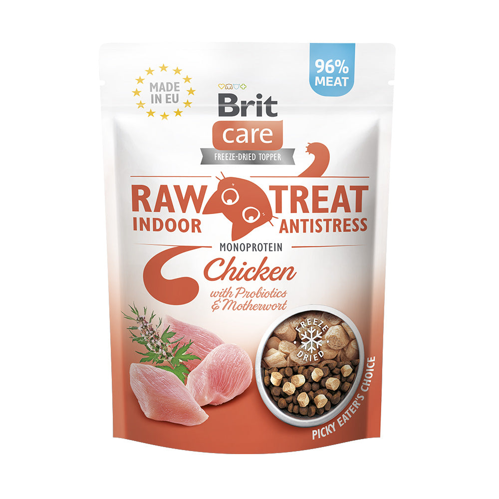 Bild vom Produkt: Brit Care Cat Premium Gefriergetrockneter Snack Raw Treat für Katzen Indoor & Antistress - Monoprotein Chicken Huhn 40g