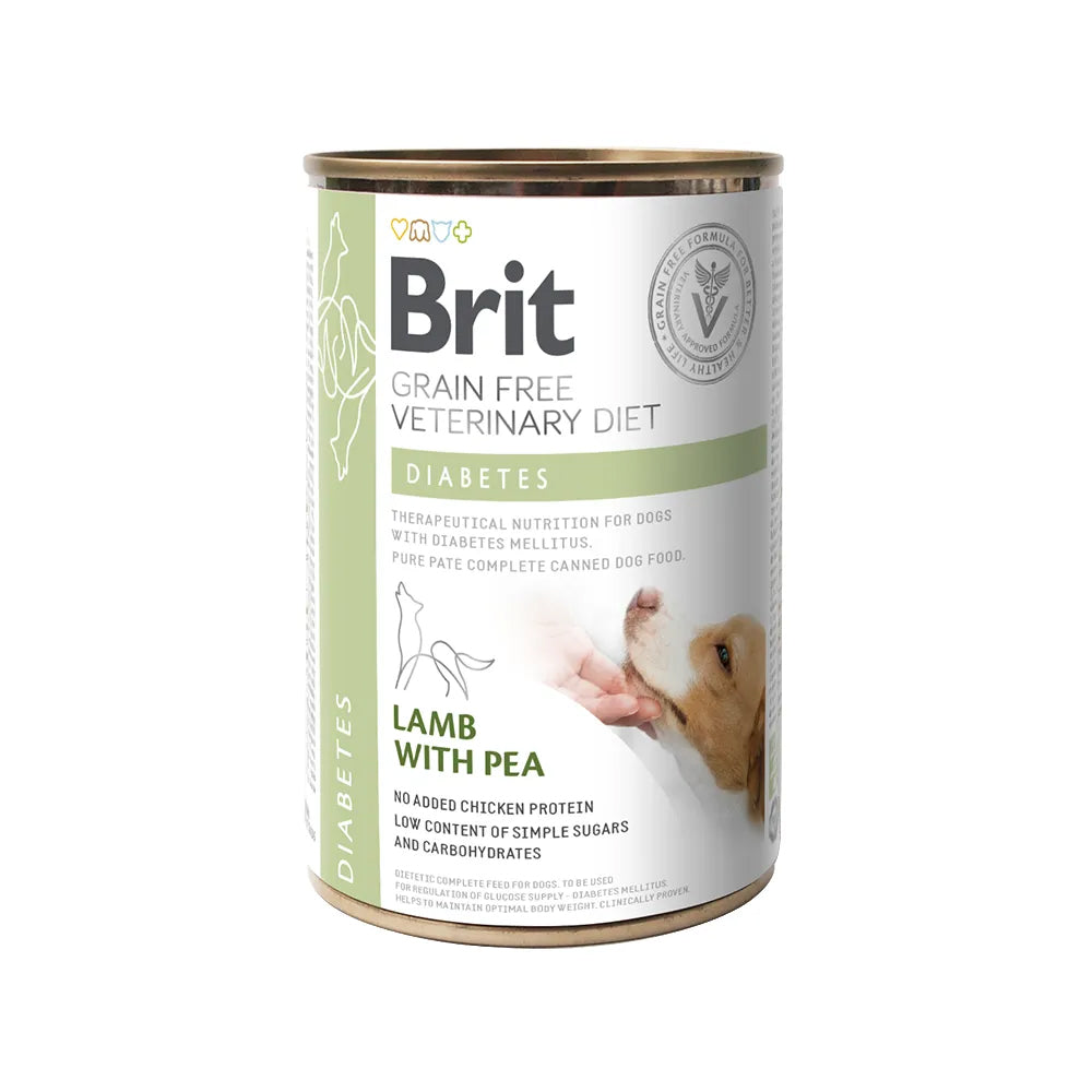Bild vom Produkt: Brit Premium veterinär Diät Nassfutter Dose für adulte Hunde - Lamm mit Erbsen - Diabetes 400g