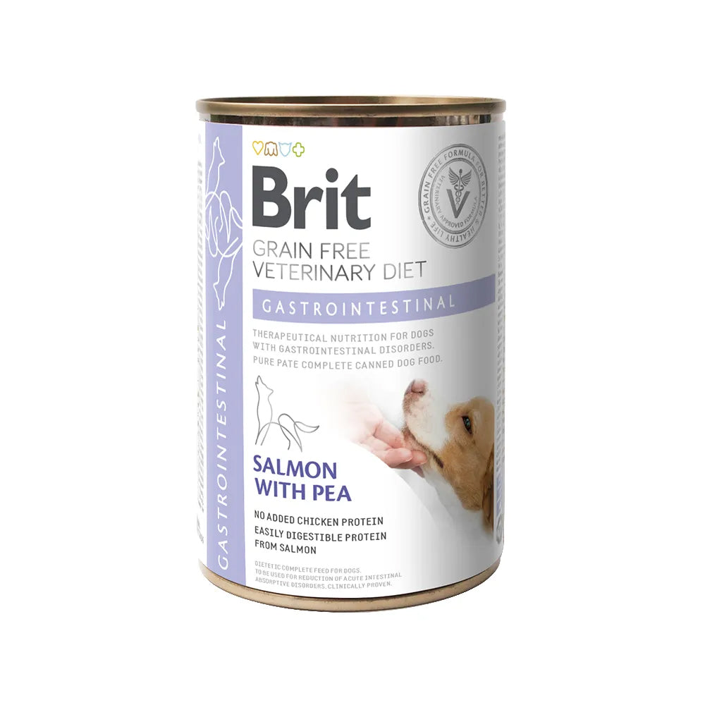 Bild vom Produkt: Brit Premium veterinär Diät Nassfutter Dose für adulte Hunde - Lachs mit Erbsen - Gastrointestinal Magen-Darm 400g