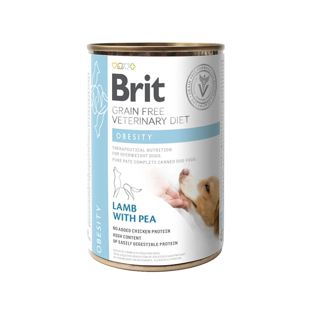 Bild vom Produkt: Brit Premium veterinär Diät Nassfutter Dose für adulte Hunde - Lamm mit Erbsen - Obesity Übergewicht 400g
