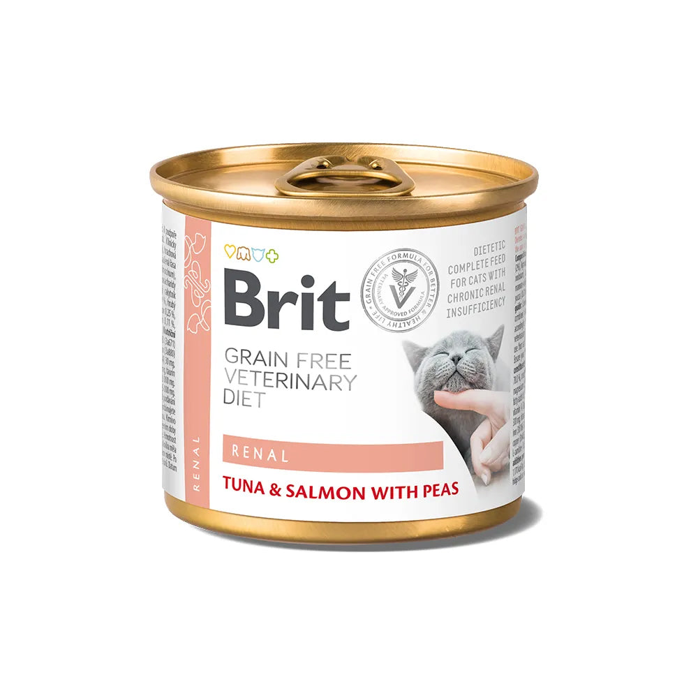 Bild vom Produkt: Brit Premium veterinär Diät Nassfutter Dose für adulte Katzen - Thunfisch und Lachs mit Erbse - Renal Niere 200g